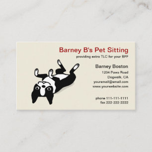 Cute Boston Terrier Cartoon Dog - Animals Pet Care Business Card