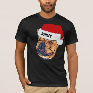 Cute Boston Terrier Christmas Hat Dog Big T-Shirt