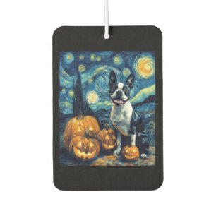 Cute Boston Terrier Dog Halloween Jack O Lantern P Car Air Freshener