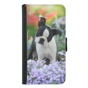 Cute Boston Terrier Dog Puppy Animal Photo - Samsung Galaxy S5 Wallet Case