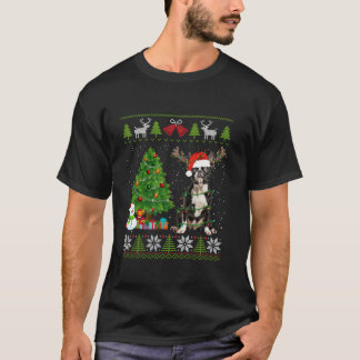 Cute Boston Terrier Dog Santa Hat Ugly Sweater Xma