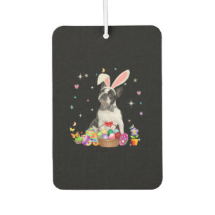 Cute Boston Terrier Easter Day Bunny Eggs Easter Car Air Freshener