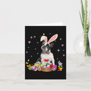 Cute Boston Terrier Easter Day Bunny Eggs Easter  Card
