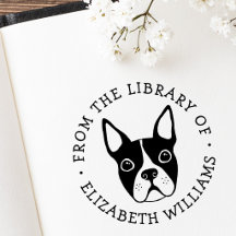 Cute boston terrier from the library of book name