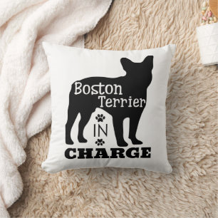 Cute Boston Terrier Gift Black White Puppy Dog Cushion