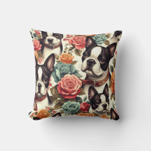 Cute Boston Terrier Illustration Cushion
