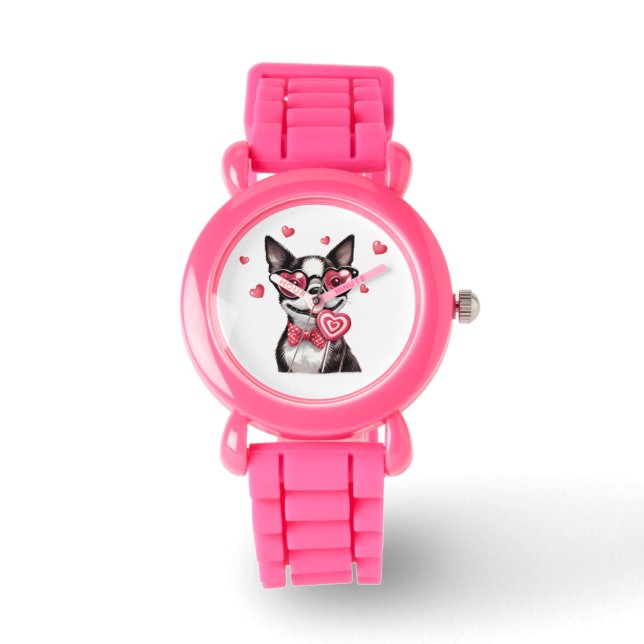 Cute Boston Terrier Kids' Watch (Front)