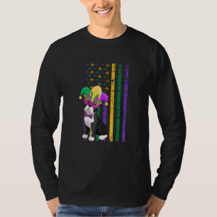 Cute Boston Terrier Mardi Gras American Flag Dog L T-Shirt