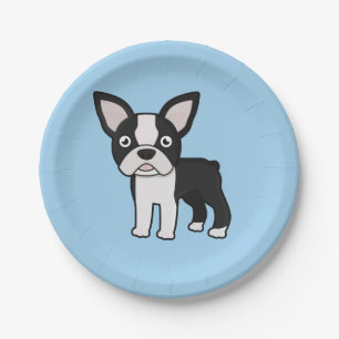 Cute Boston Terrier Paper Plate