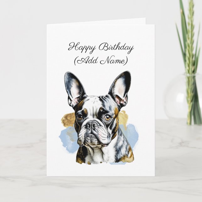 Cute Boston Terrier Personalised Birthday Card (Front)