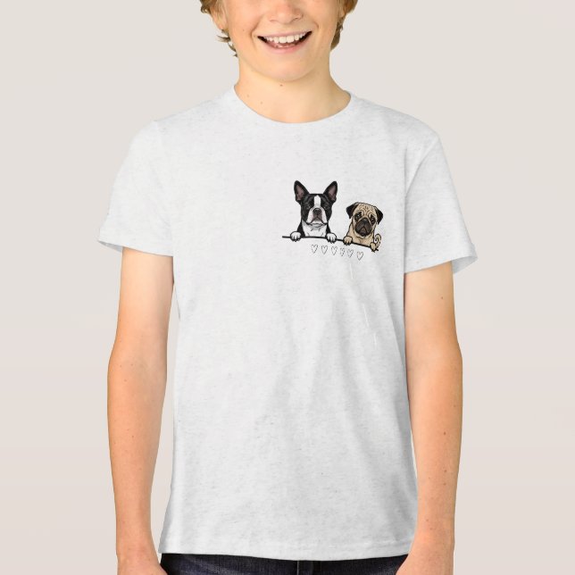 Cute Boston Terrier & Pug Dog for dog lovers Tri-Blend Shirt (Front)