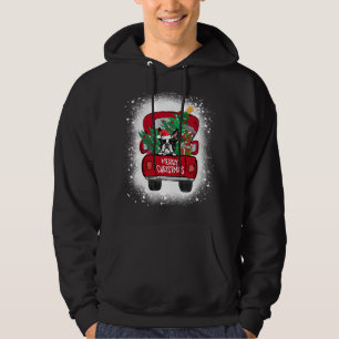 Cute Boston Terrier Red Truck Merry Christmas Blea Hoodie