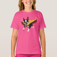 Cute Boston Terrier Superhero Kid's T-Shirt