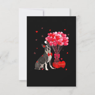 Cute Boston Terrier Valentines Day Heart Dog Lover RSVP Card