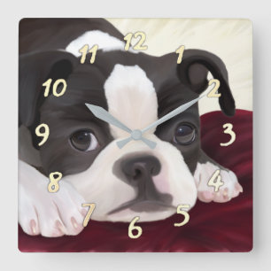 Cute Boston terrier wall clock