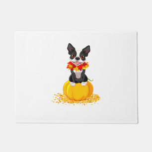Cute Boston Terrier Witch Pumpkin Halloween Dog Lo Doormat