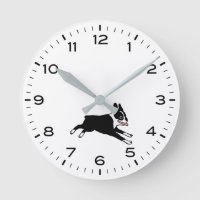 Cute Boston Terrier with Hours and Minutes