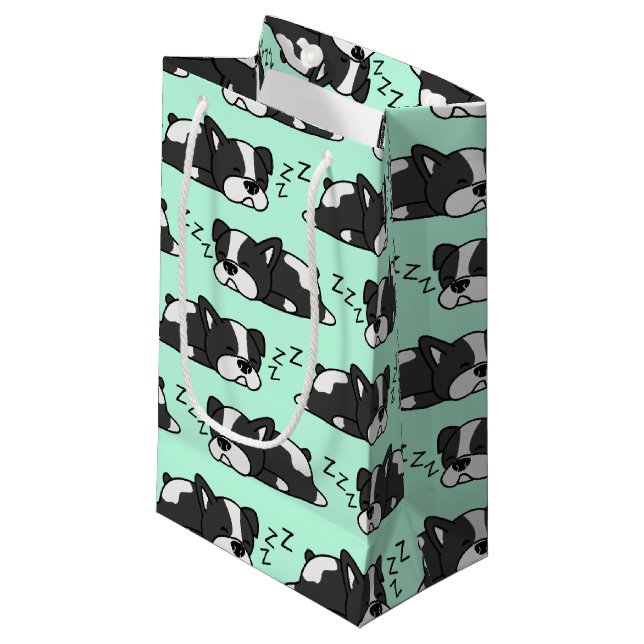 Cute Boston Terrier ZZZ Dog Lovers Gifts Pet Puppy Small Gift Bag (Front Angled)