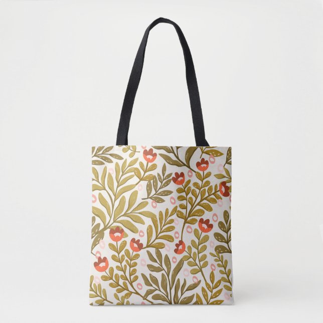 Cute Botanical Elements Pattern Aesthetic Tote Bag (Front)
