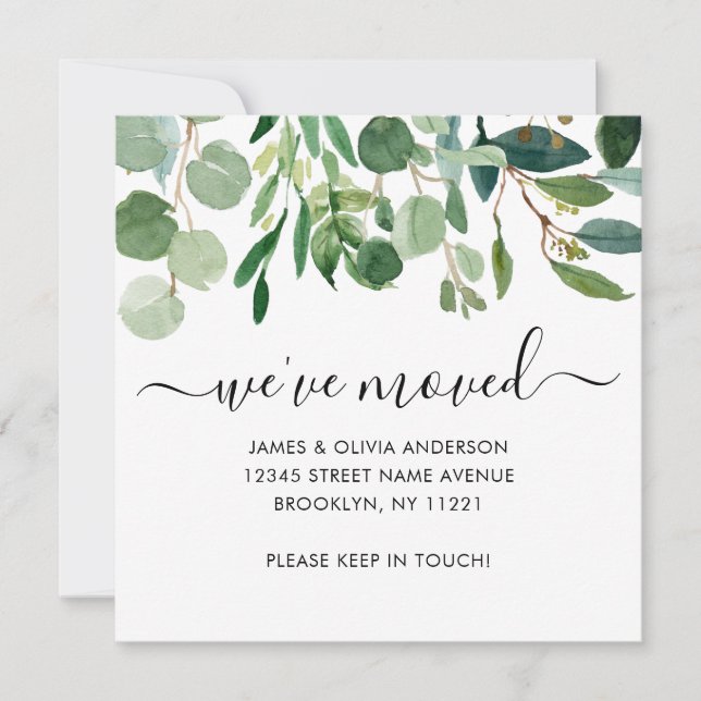 Cute Botanical Foliage We've Moved New Home Moving Announcement (Front)