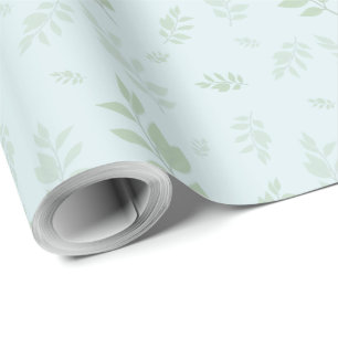 Cute botanical green leaves wrapping paper
