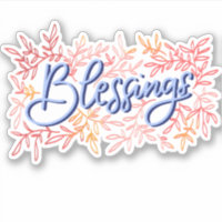 Cute botanical Hand Lettered Blessings word