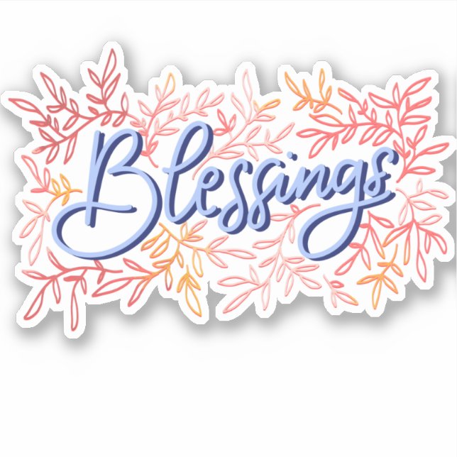 Cute botanical Hand Lettered Blessings word (Front)