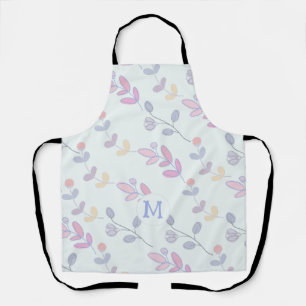 Cute Botanical Pastel Leaves Pattern Apron