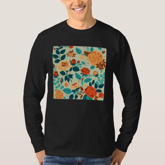 Cute Botanical Roses Illustration Gorgeous Flower  T-Shirt (Front)