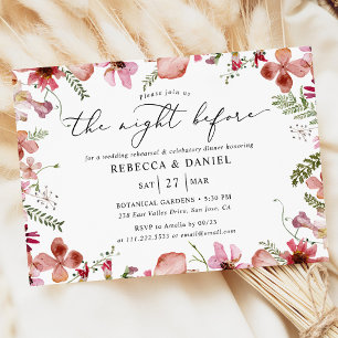 Cute Botanical The Night Before Rehearsal Dinner Invitation