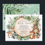 Cute Botanical Woodland Animals Wild One Birthday Invitation<br><div class="desc">He's turning a WILD ONE! Celebrate your little one's 1st birthday with this whimsical woodland themed birthday invitation. The design features a group of adorable forest animals (bear,  fox,  deer,  owl,  racoon) and lush watercolor greenery.</div>