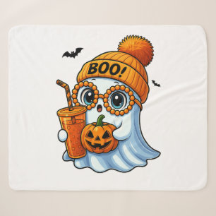 Cute-Bougee-Ghost-Halloween Sherpa Blanket