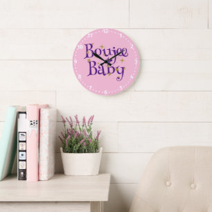 Cute Boujee Baby Purple & Pink  Large Clock