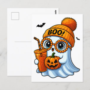 Cute Boujee Ghost Halloween   Spooky Chic Aestheti Postcard