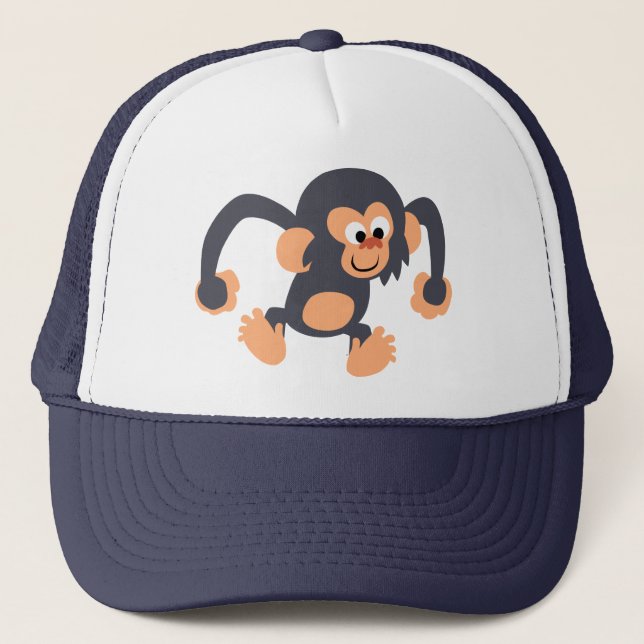 Cute Bouncy Cartoon Chimpanzee Hat (Front)