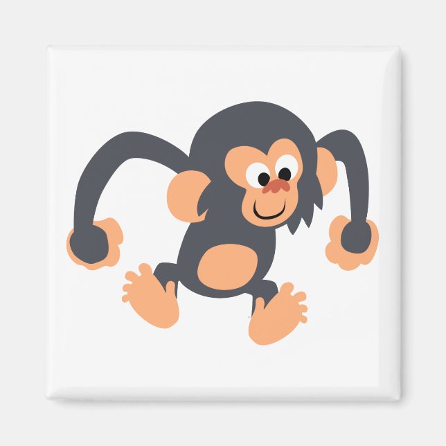 Cute Bouncy Cartoon Chimpanzee Magnet (Front)