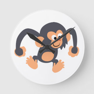 Cute Bouncy Cartoon Chimpanzee Wall Clock