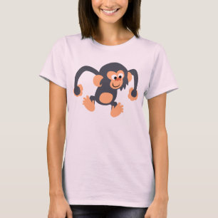 Cute Bouncy Cartoon Chimpanzee Women T-Shirt