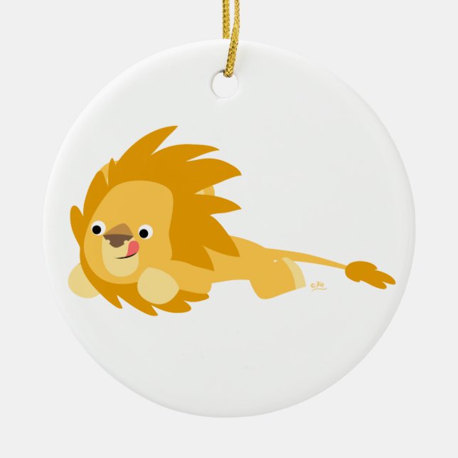 Cute Bouncy Cartoon Lion Ornament (Front)