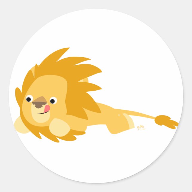 Cute Bouncy Cartoon Lion Sticker (Front)