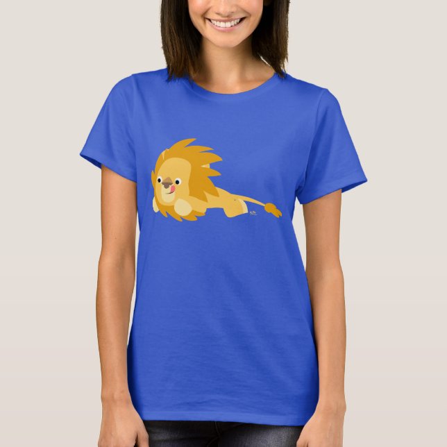 Cute Bouncy Cartoon Lion Women T-Shirt (Front)
