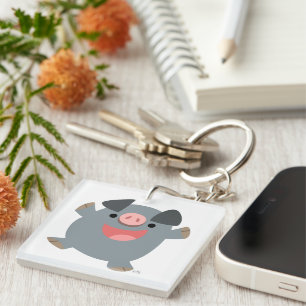 Cute Bouncy Cartoon Pig Acrylic Keychain