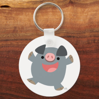 Cute Bouncy Cartoon Pig Keychain
