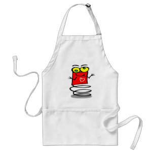 Cute bouncy Red Kids Robot,Yellow Eyes,Big Heart Standard Apron
