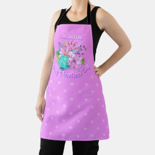 Cute Bouquet on Pink Valentine Apron