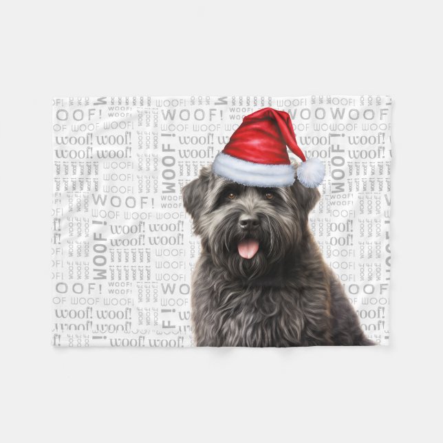 Cute Bouvier Flanders Cattle Dog Christmas Holiday Fleece Blanket (Front (Horizontal))