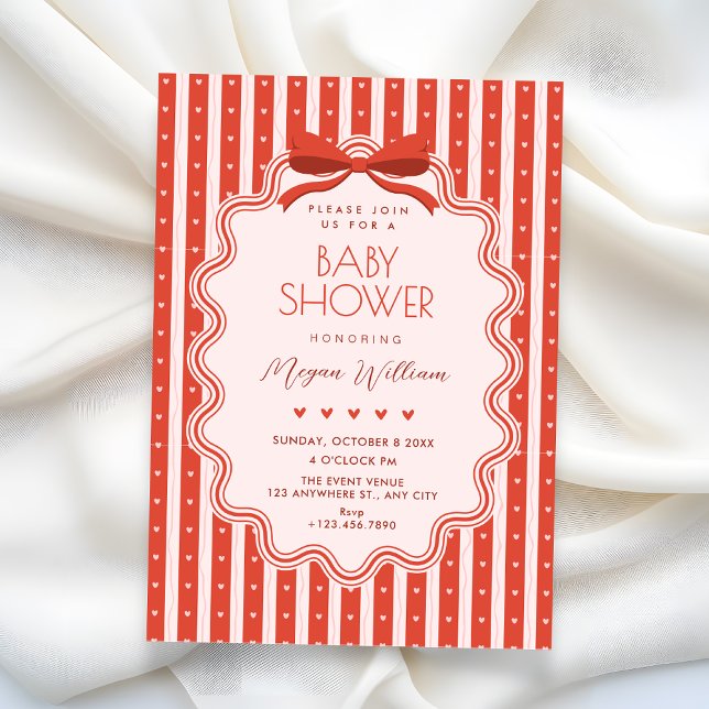Cute bow baby shower invitation (Creator Uploaded)