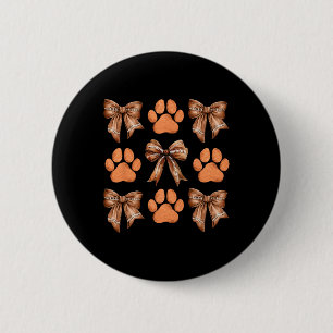 Cute Bow Coquette Dog Paw Print Aesthetic Dog Mum  6 Cm Round Badge