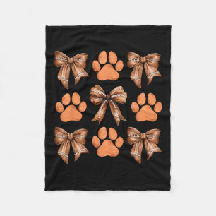 Cute Bow Coquette Dog Paw Print Aesthetic Dog Mum Fleece Blanket