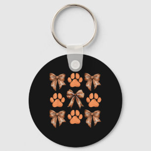 Cute Bow Coquette Dog Paw Print Aesthetic Dog Mum  Key Ring
